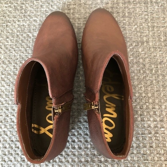 Sam Edelman Brown Black Textured Leather Petty Ankle Boot Womens 8M GUC - Picture 2 of 9